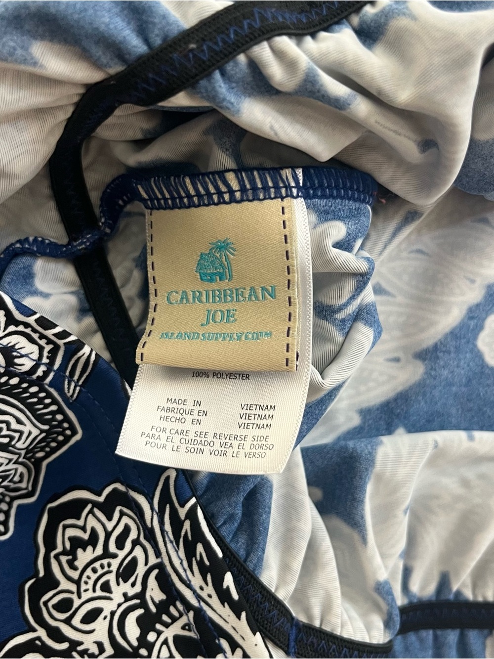 Caribbean Joe Blue Floral Tankini Top Size 14 Adjustable Straps Swim - Picture 6 of 9